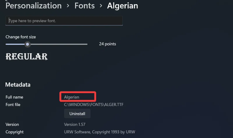 Fontin vaihtaminen Windows 11:ssä