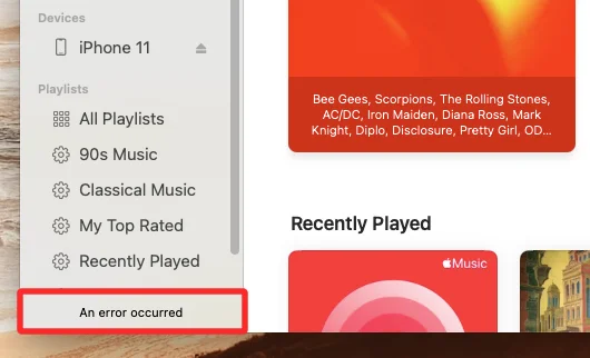 A „Felhő zenei könyvtár frissítése” hiba javítása az Apple Music alkalmazásban