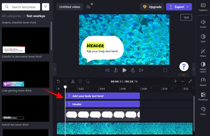 Přidání textu do Clipchamp: Průvodce krok za krokem