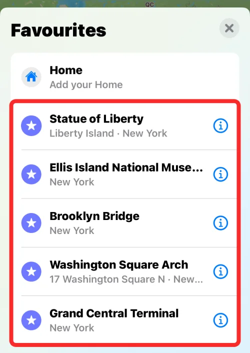 Як видалити вибране на Apple Maps