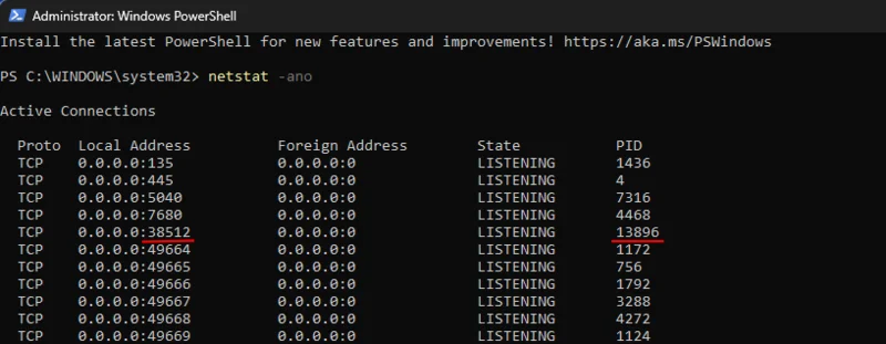 Як припинити процес через порт у Windows 11