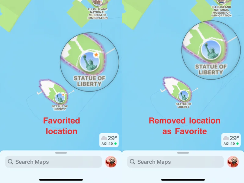 Як видалити вибране на Apple Maps