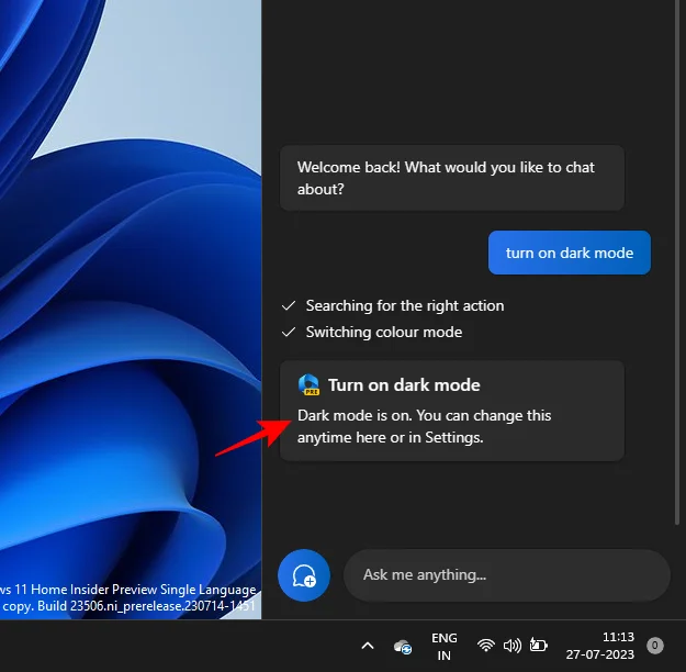 Как да използвате Windows Copilot за включване на тъмен режим, DND, управление на Bluetooth устройства и други