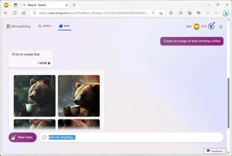 Kuvien luominen tekoälyllä Bing Chatissa