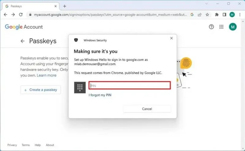 Jak nastavit přístupový klíč na účtu Google
