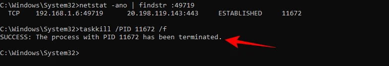 Як припинити процес через порт у Windows 11