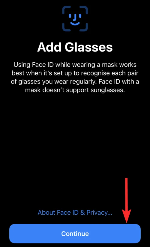 Szemüveg hozzáadása az iPhone Face ID-hez