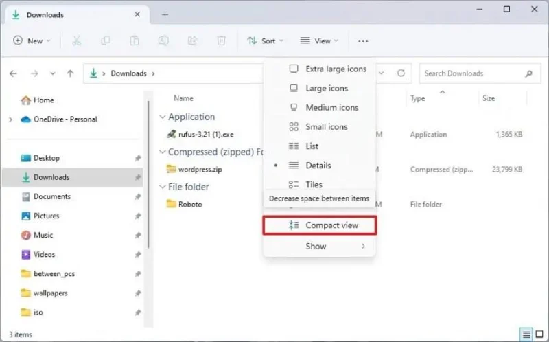 Як увімкнути компактний вигляд Провідника файлів у Windows 11
