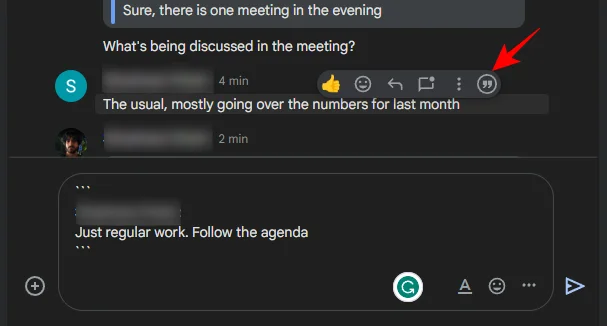 Slik siterer du i svar i Google Chat