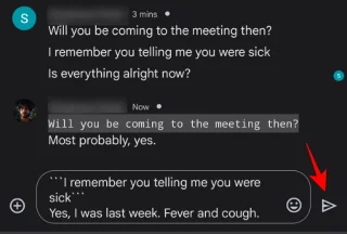 Slik siterer du i svar i Google Chat