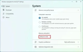 Jak změnit přidělení paměti pro WSA v systému Windows 11
