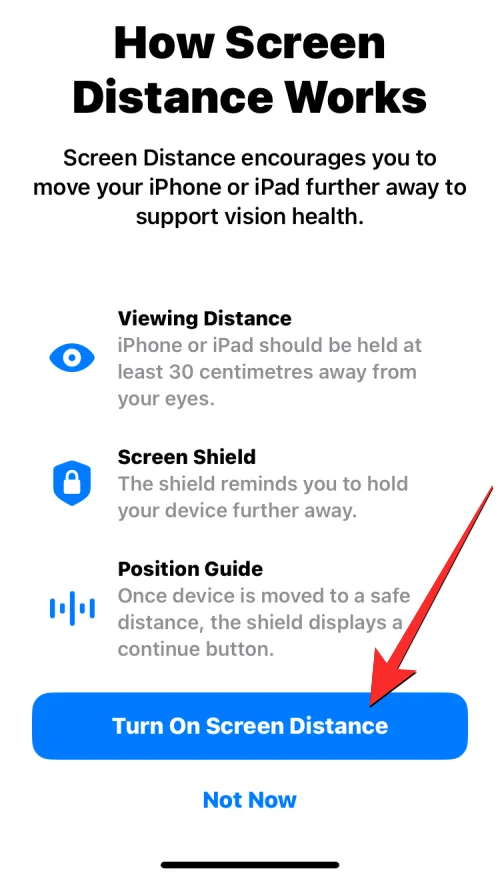 A Képernyőtávolság engedélyezése és használata iOS 17 rendszeren