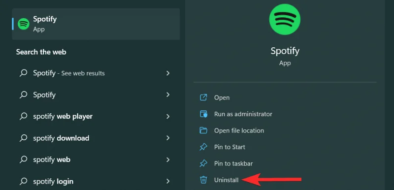 Jak odinstalovat Spotify na Windows 11