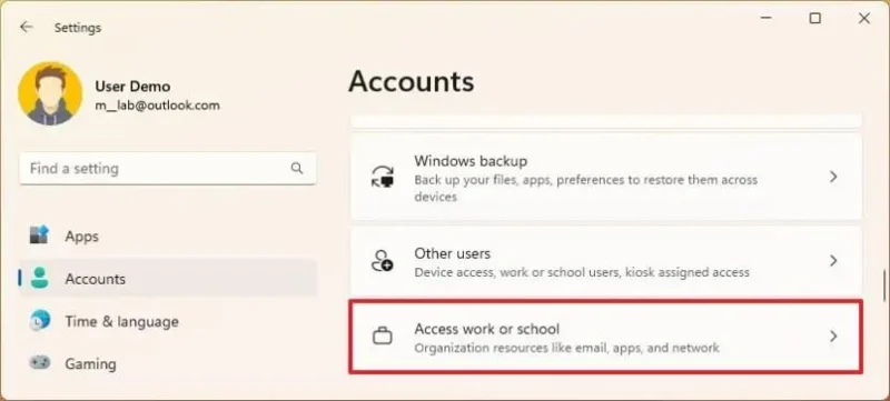 Як видалити робочий або навчальний обліковий запис електронної пошти в Windows 11