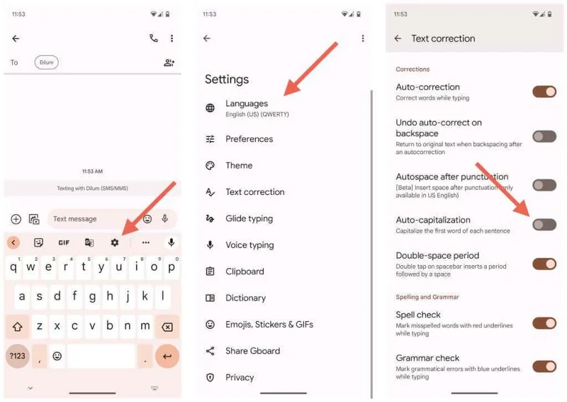 Az Auto Caps kikapcsolása (Android és iPhone)