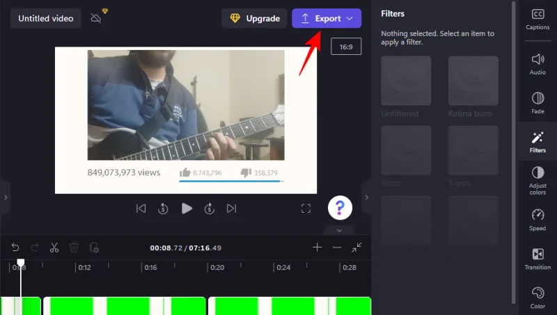 Jak udělat zelenou obrazovku na Clipchamp