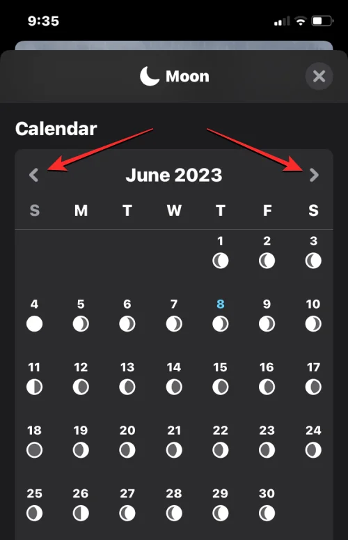 Hvordan sjekke måneinformasjon, månenedgang og måneoppgang, månefasekalender på iPhone på iOS 17