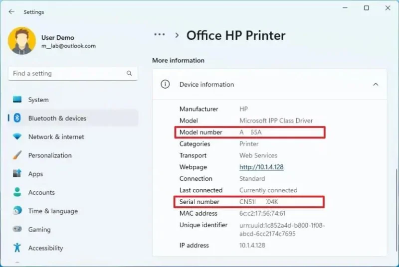 Як дізнатися модель принтера та серійний номер у Windows 11