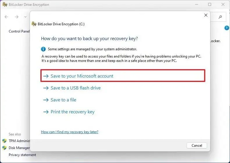 Jak zálohovat klíč pro obnovení nástroje BitLocker v systému Windows 11