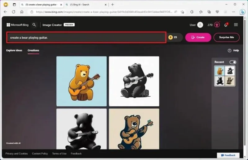 Kuvien luominen tekoälyllä Bing Chatissa