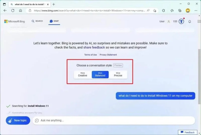 Uuden Bing AI:n käyttäminen ChatGPT:n kanssa
