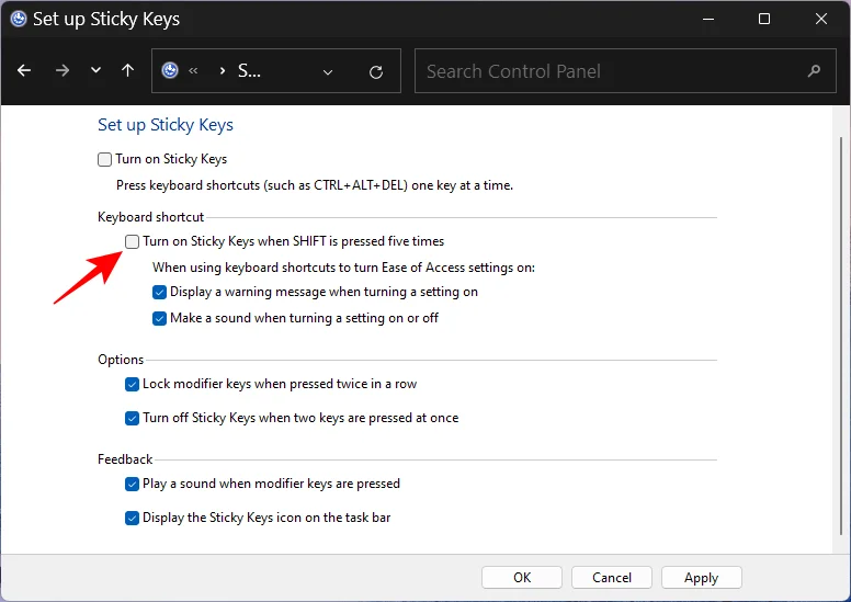 Jak trvale zakázat Sticky Keys ve Windows 11 [2023]