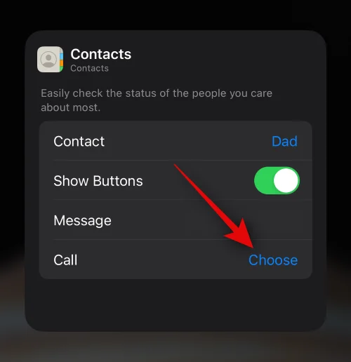 A hívás és üzenet gomb engedélyezése és használata egy kapcsolati widgethez iOS 17 rendszeren