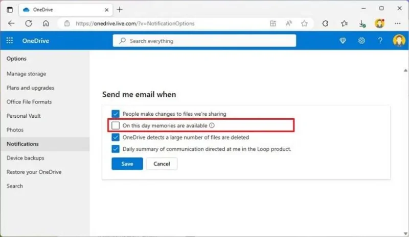 Як припинити спогади в цей день, електронні листи та сповіщення з OneDrive