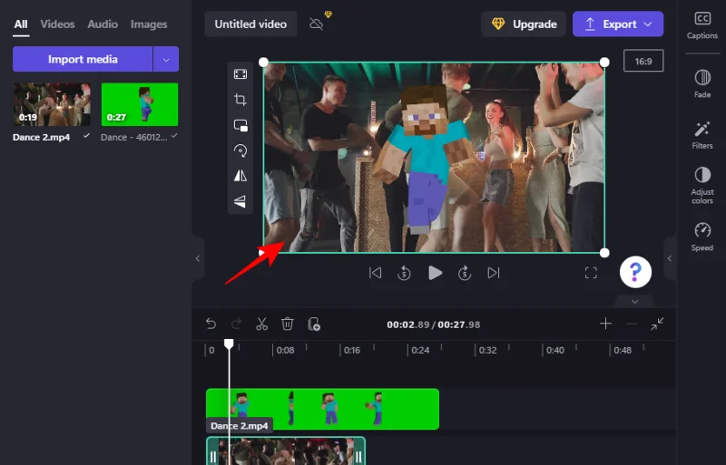 Jak udělat zelenou obrazovku na Clipchamp