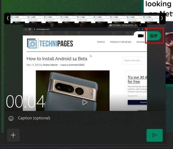 Hvordan sende en GIF på WhatsApp