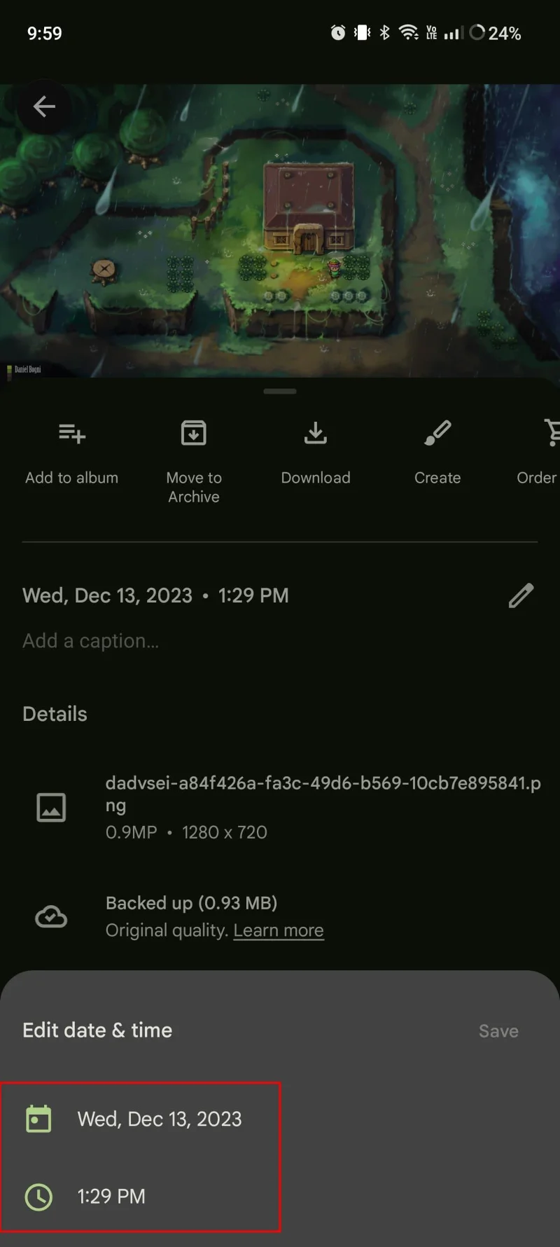 Jak změnit čas a datum na obrázku pro Fotky Google