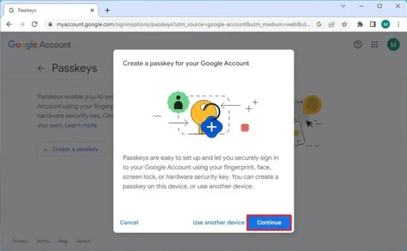 Jak nastavit přístupový klíč na účtu Google