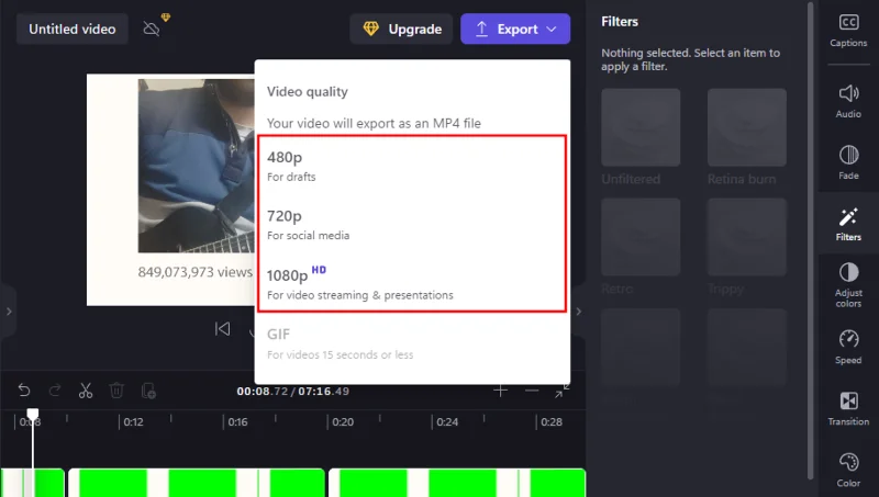 Jak udělat zelenou obrazovku na Clipchamp