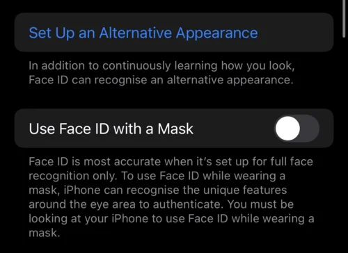 Szemüveg hozzáadása az iPhone Face ID-hez