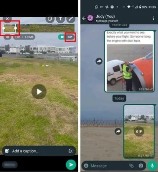 Hvordan sende en GIF på WhatsApp