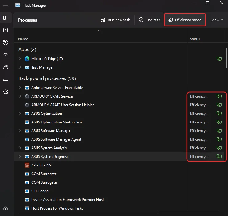 Jak zapnout nebo vypnout režim účinnosti ve Windows 11 pro aplikaci nebo proces Jak zapnout nebo vypnout režim účinnosti ve Windows 11 pro aplikaci nebo proces