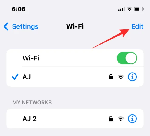 Ismert hálózatok eltávolítása iOS rendszeren