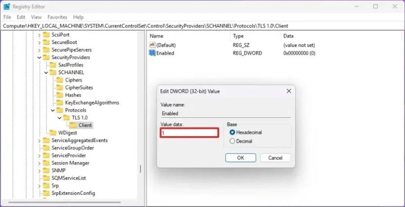 Як увімкнути TLS 1.0 і 1.1 у Windows 11