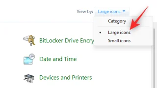 Válassza a Nagy ikonok opciót
