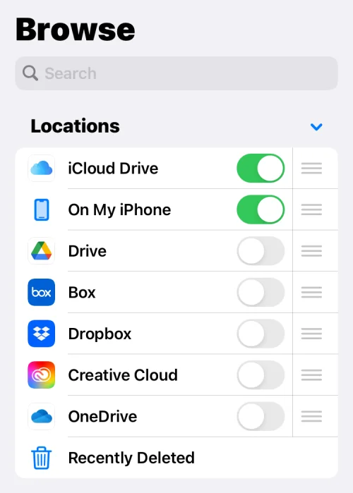 A Google Drive, a OneDrive és a DropBox hozzáadása a Fájlok alkalmazáshoz iPhone-on
