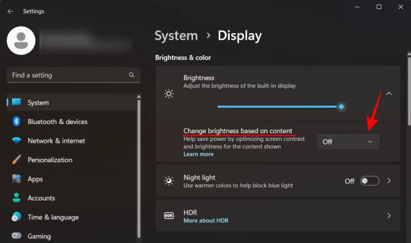 Як увімкнути або вимкнути адаптивне керування яскравістю вмісту в Windows 11