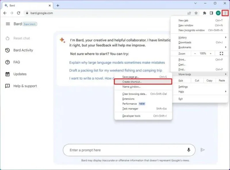 Kuinka asentaa Google Bard sovelluksena Windows 11:een