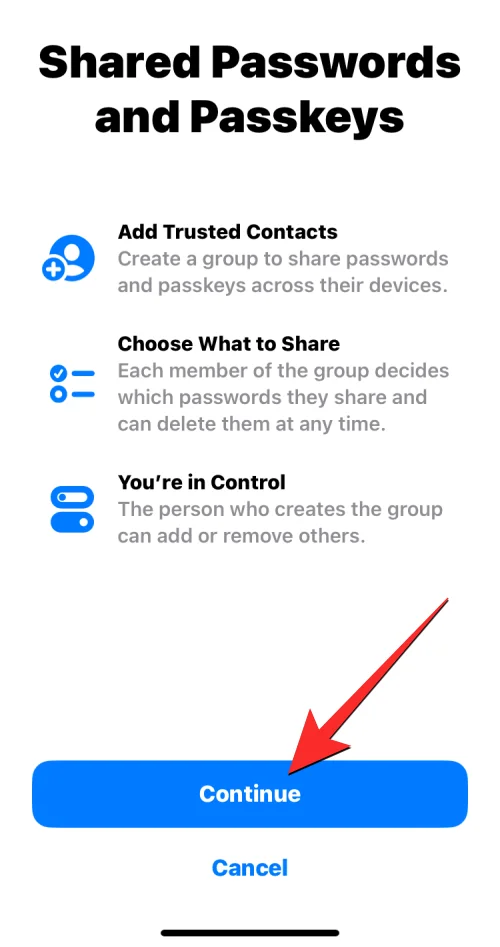 A jelszavak biztonságos megosztása a családdal az iPhone készüléken iOS 17 rendszeren