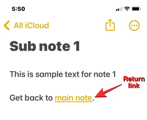 Hvordan koble andre notater i et notat på iPhone med iOS 17