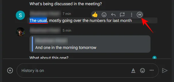Slik siterer du i svar i Google Chat
