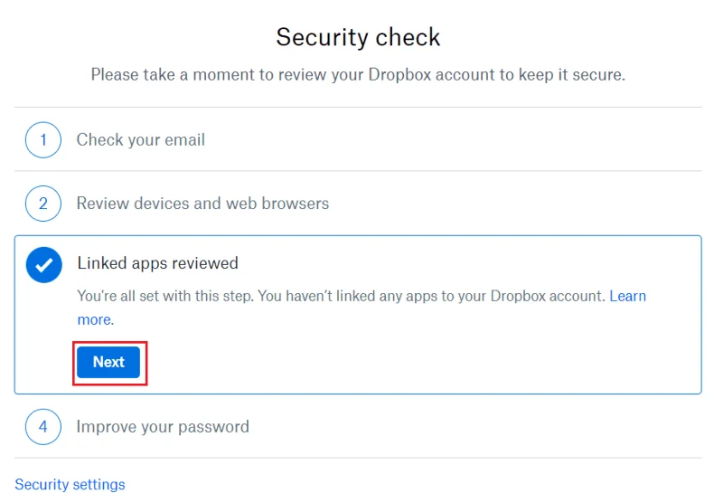 Dropbox: Как да прегледате настройките си за сигурност