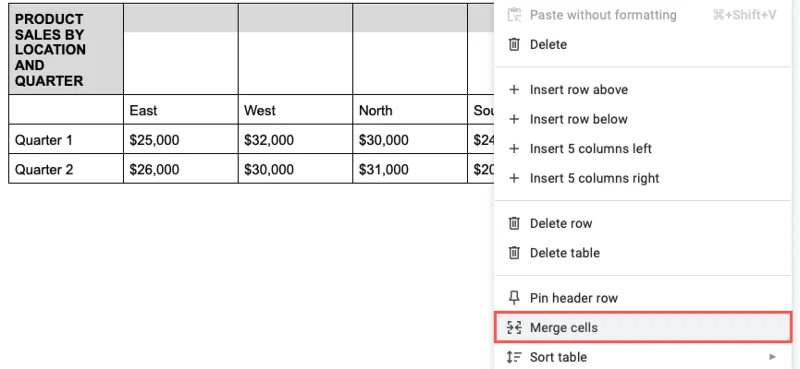 Slik slår du sammen celler i en Google Docs-tabell
