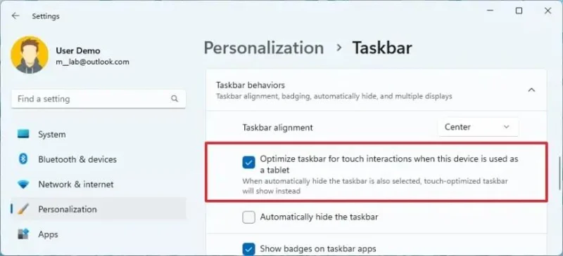 Jak povolit nový hlavní panel pro dotyk v systému Windows 11
