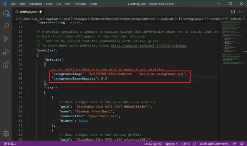 Як змінити фонове зображення на терміналі Windows