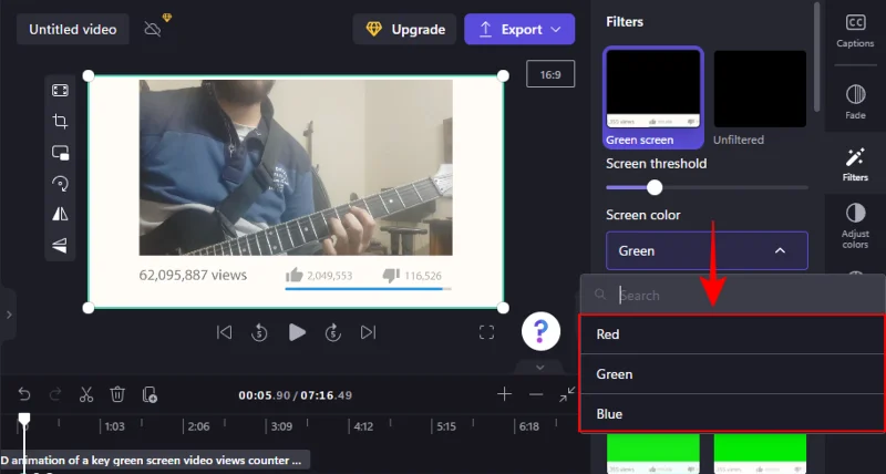 Jak udělat zelenou obrazovku na Clipchamp